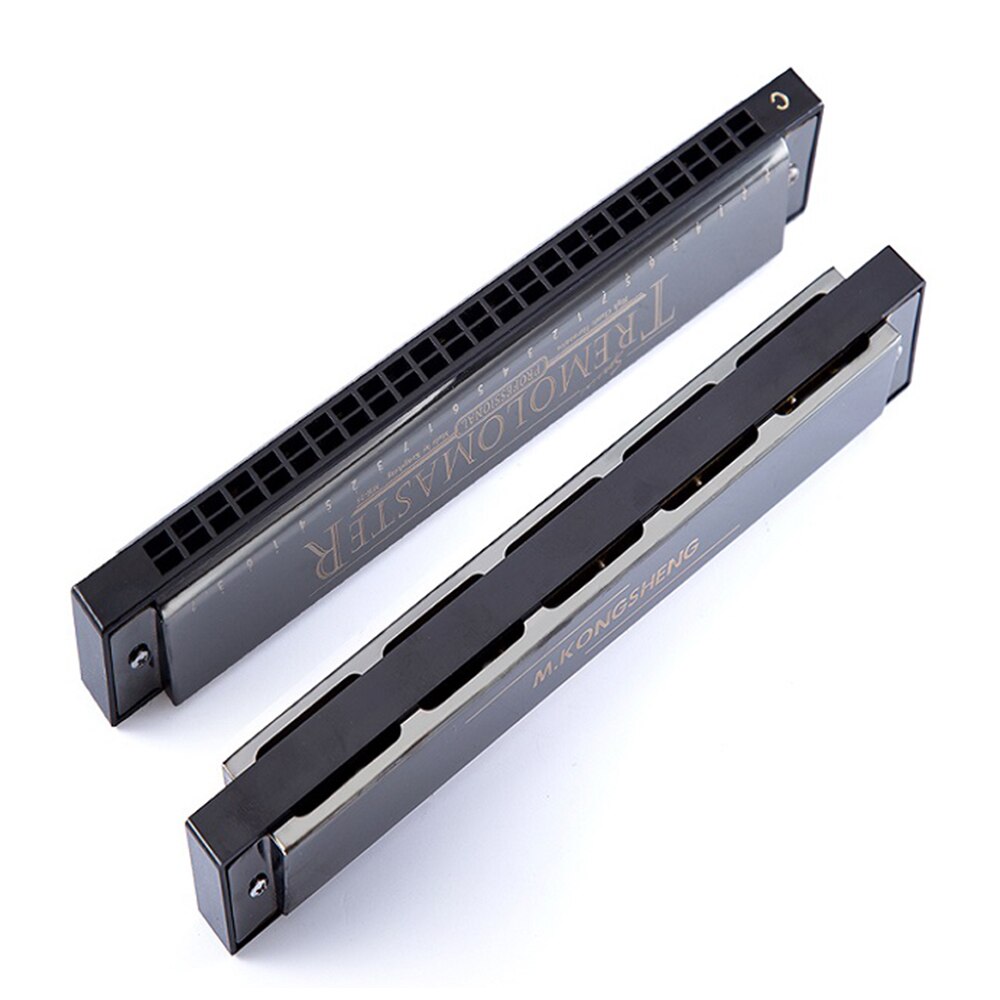 C-ton schwarze mundharmonika mit 24 löchern, tremolo-funktion, stilvoll für anfänger, schüler, kinder und erwachsene