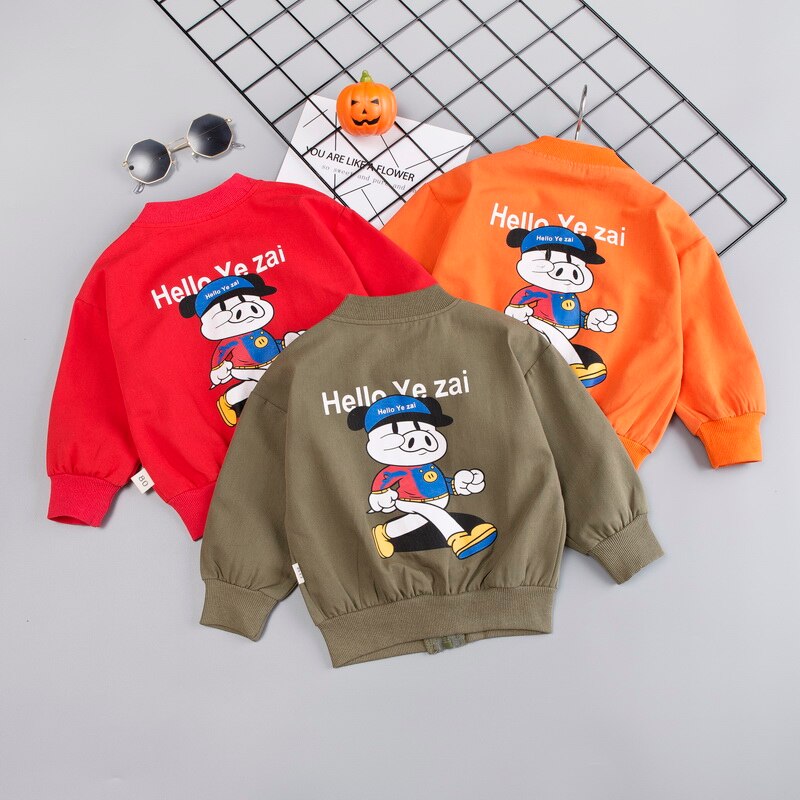 Jw-Lente Herfst Baby Boy Bovenkleding Cartoon Print Casual Rits Sweatshirt Kids Outfits Tops