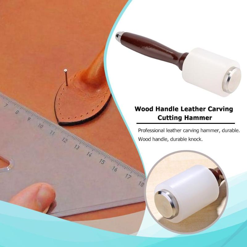 Wood Handle Leather Craft Embossing Hammer Carving Cutting Engraving Hammer Craft Stamping Tools for Leathercraft Punch DIY Tool