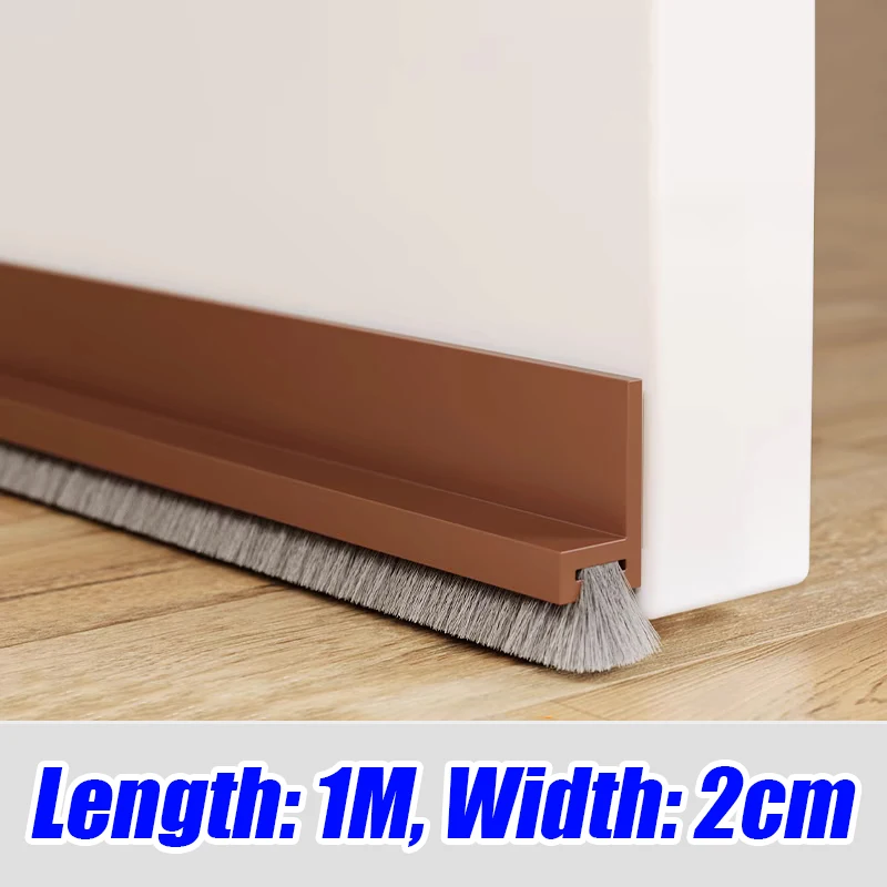 1/5M Self-adhesive Wind Dust Blocker Stopper with Brush Door Sealing Draft Stopper Strip Home Bedroom Sound Insulation Strip: camel / Other