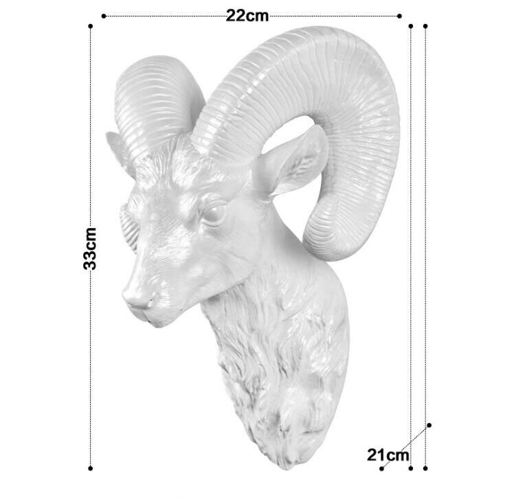 Amerikaanse dierenkop, gouden hertenkop, witte antilope 3d wanddecoratie, muurschildering, achtergronddecoratie, harskunst: En