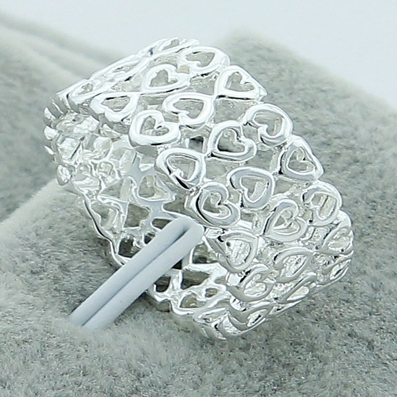 Eenvoudige 925 Zilveren Ring Mode Vol Liefde Vinger Ringen Vrouwen Vrouwelijke Verjaardag Sieraden Anel