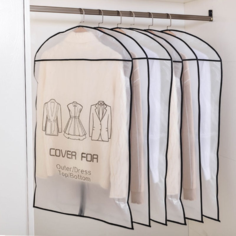 Transparent Clothes Dust Covers Clear Suit Bag Case Garment Coat Zipper Organizer Cover For Home Wardrobe Storage Protection Bag