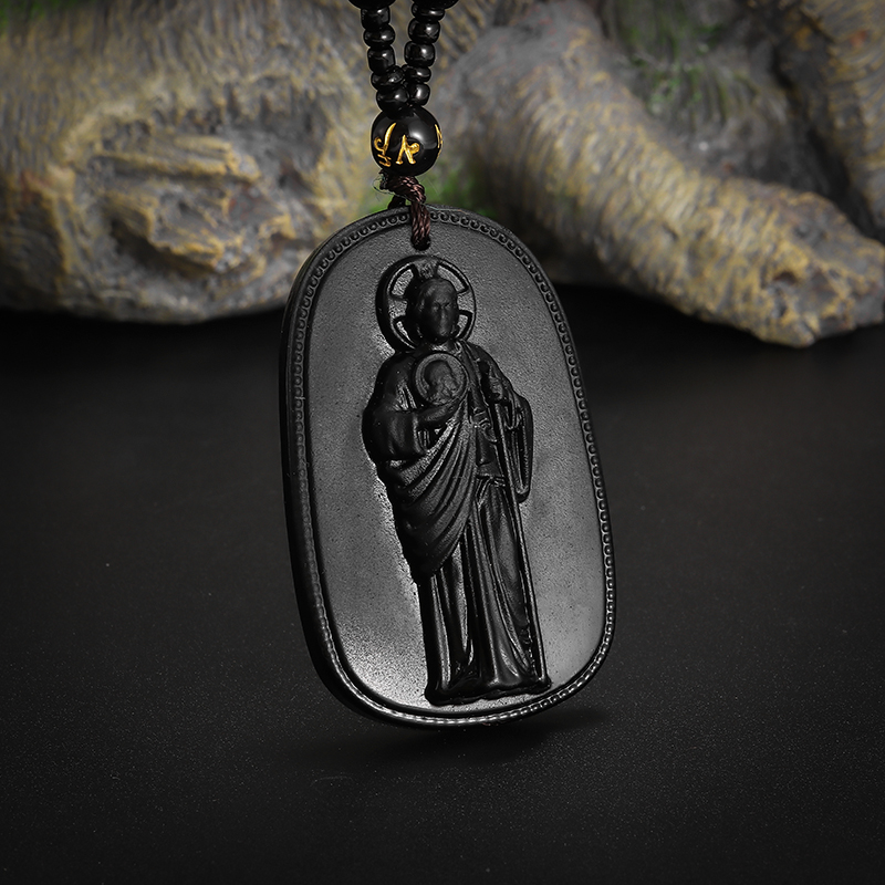 Collier pendentif en Jade bouddhiste exquis pour hommes et femmes, personnalité religieuse, amulette Simple, accessoires de fête d'église,: Couleur or