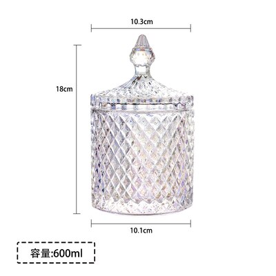 European-style Stained Glass Candy Jar with Lid Storage Jar Candy Box Transparent Storage Jar Tea Tin Sugar Cube Jar: D-large