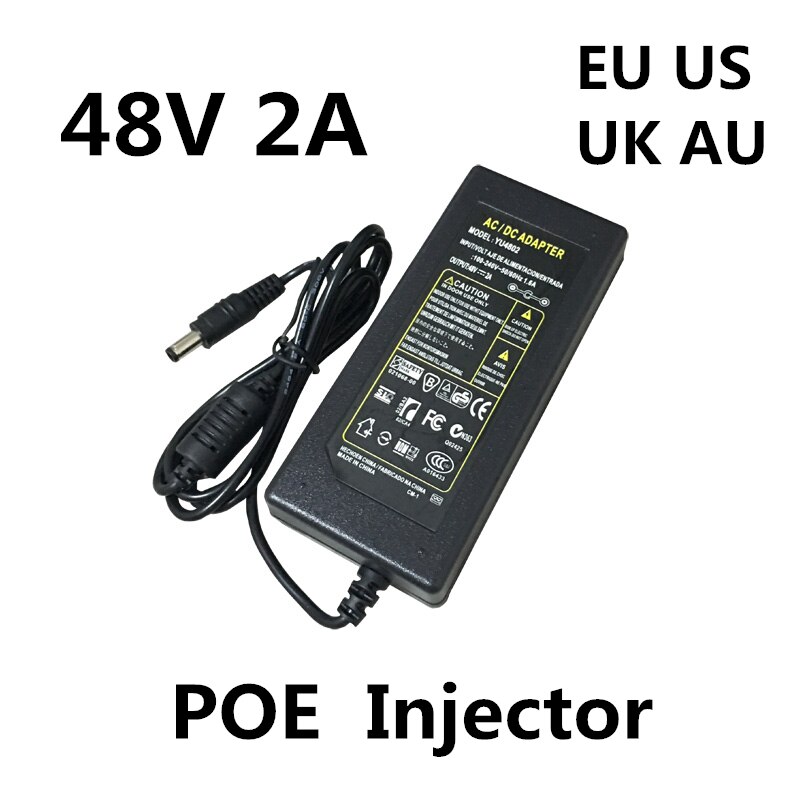 Dc 48 V 2A 2000MA 96W Poe Voeding Adapter 48 V Volt Voor Cctv Security Surveillance Poe Injector ethernet Ip Camera Telefoon