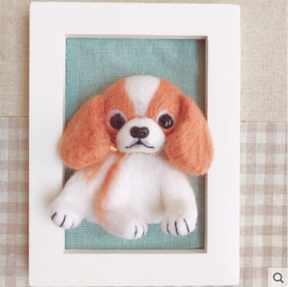 Hund valp bamse til kazakhstan bilde dekor ull nålpunkts kitull ullfilt nålfilt dekorasjon håndverk håndverk d: G