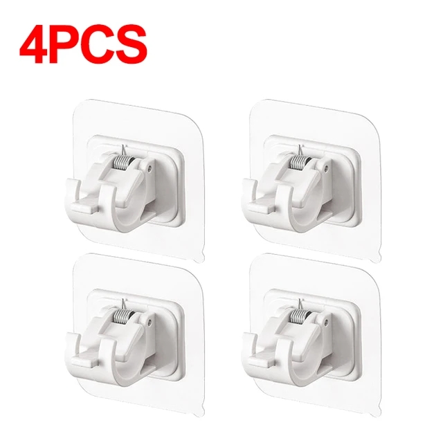 Clip de barra de cortina ajustable, ganchos de pared autoadhesivos, sin perforaciones, soporte colgante para barra de cortina de ducha, accesorios de baño, 2-8 Uds.: Caqui oscuro