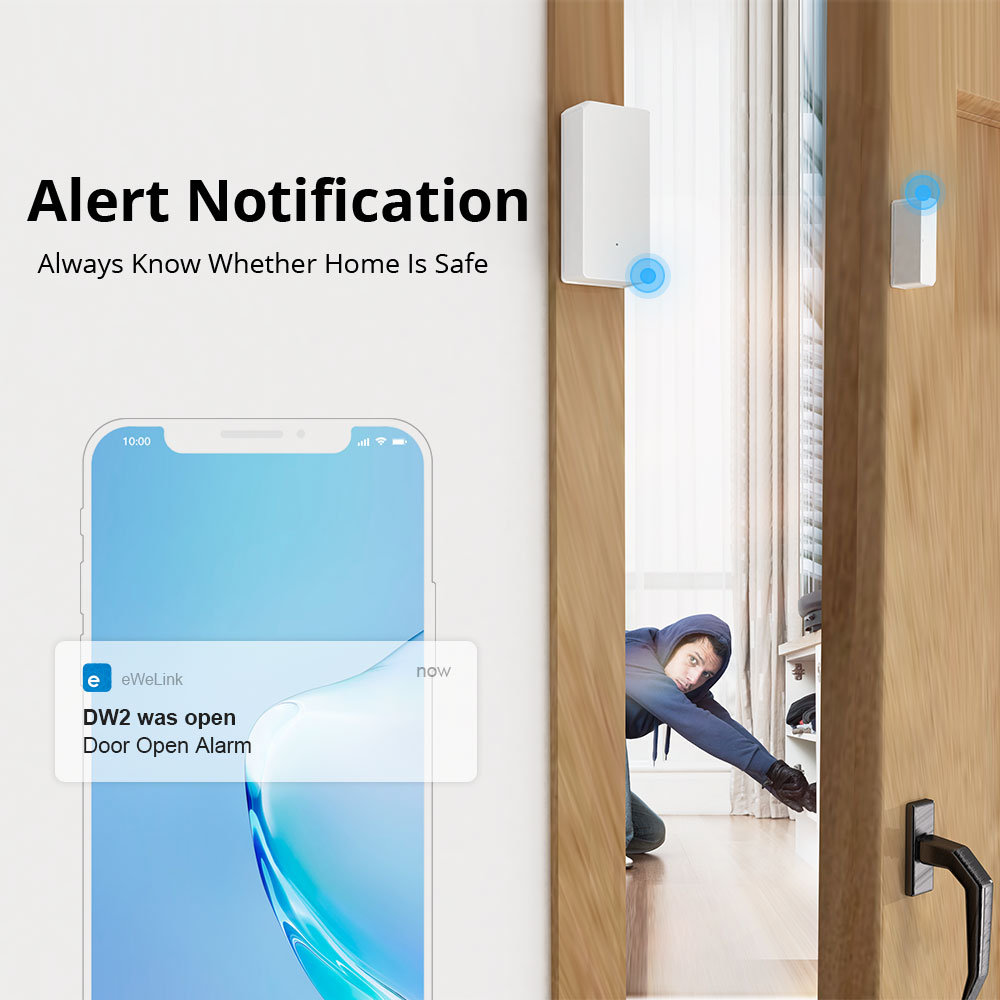 SONOFF DW2 Wifi Wireless Door Window Sensor Open / Closed Detectors e-WeLink APP Alert Notification Smart Home Security Alarm