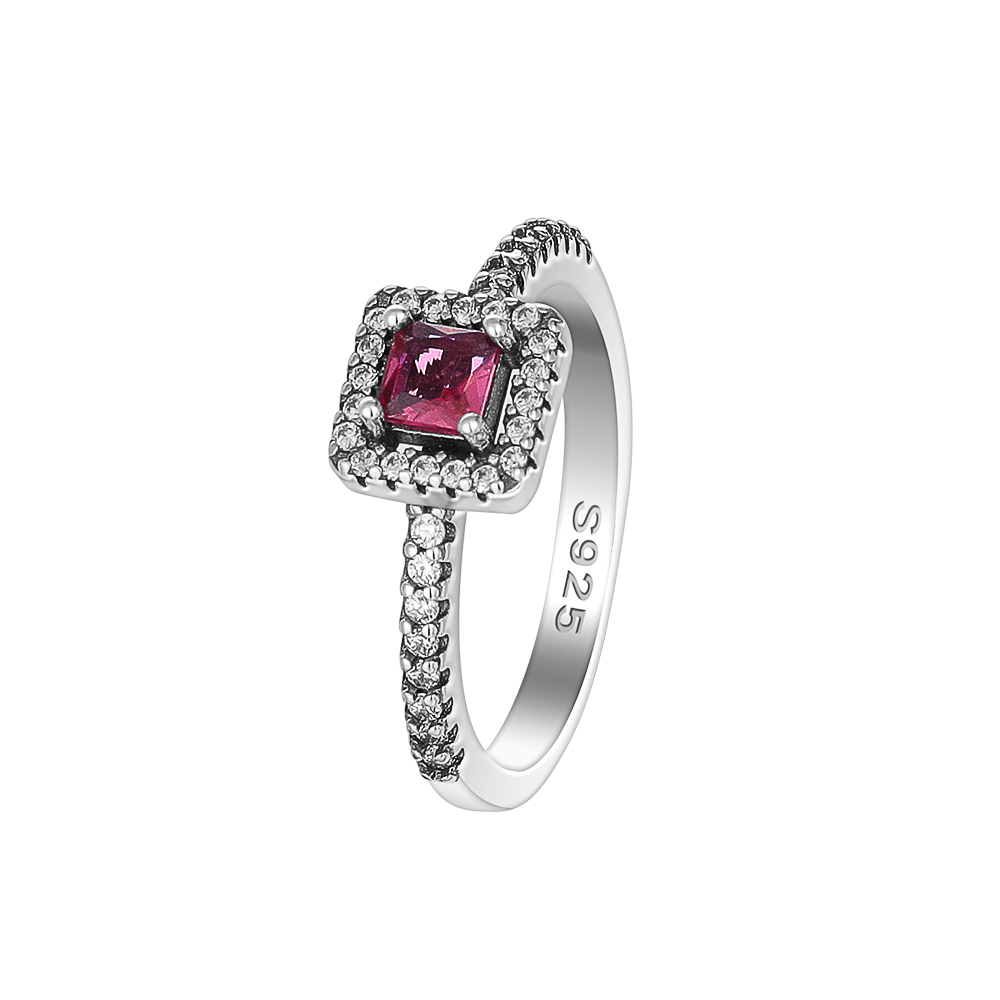 Morsdag rød serie 925 sterlingsølv størrelse 6 7 8 9 hjerte stein ring ringer smykker tilbehør for kvinner: Rød / 6