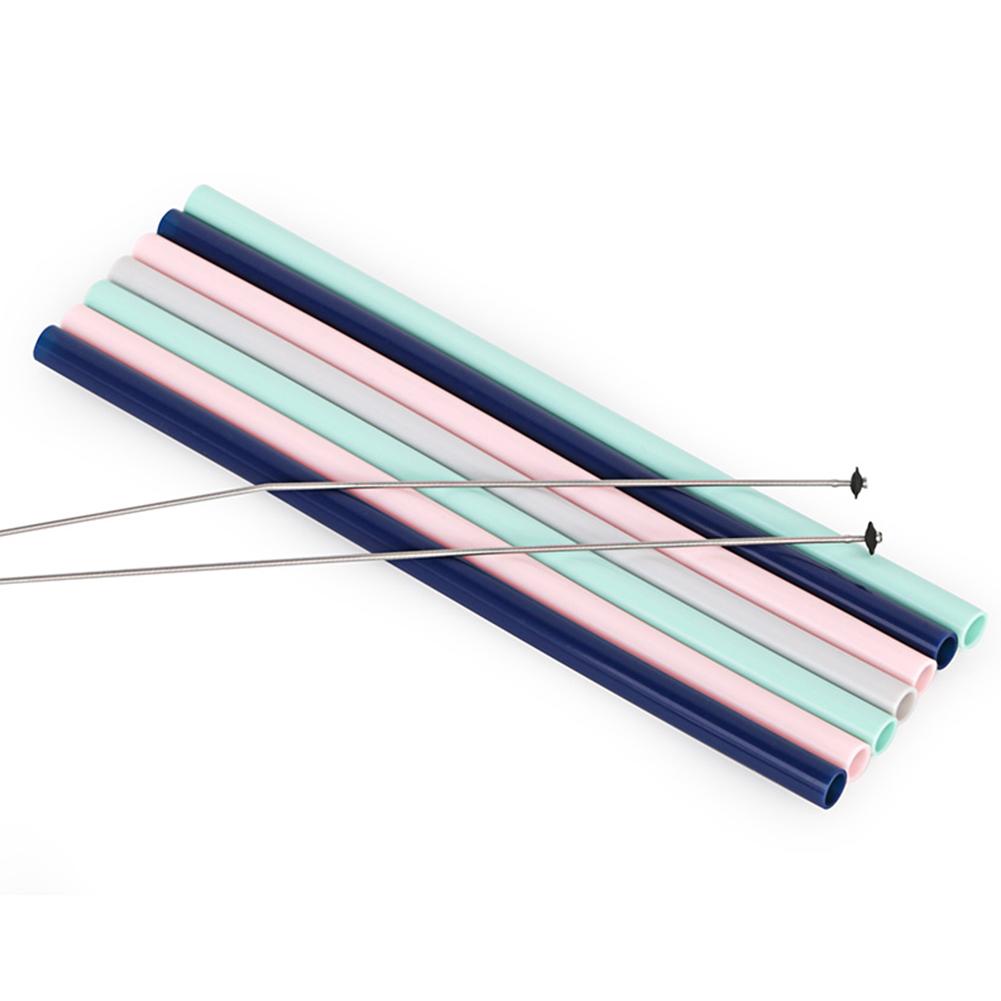 3pcs/set Reusable Silicone Straw Portable Drinking Straws Silicone Straight Tube Straw with Cleaning Brush Storage Box