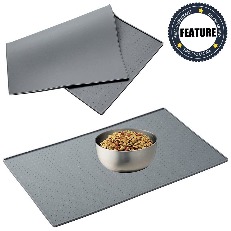 TEENRA x 30x48 cm-Mascota grande alimentación de silicona estera bandeja de silicona para alimentos de mascotas alimentación estera gato de Mantel bebiendo Mat para perro