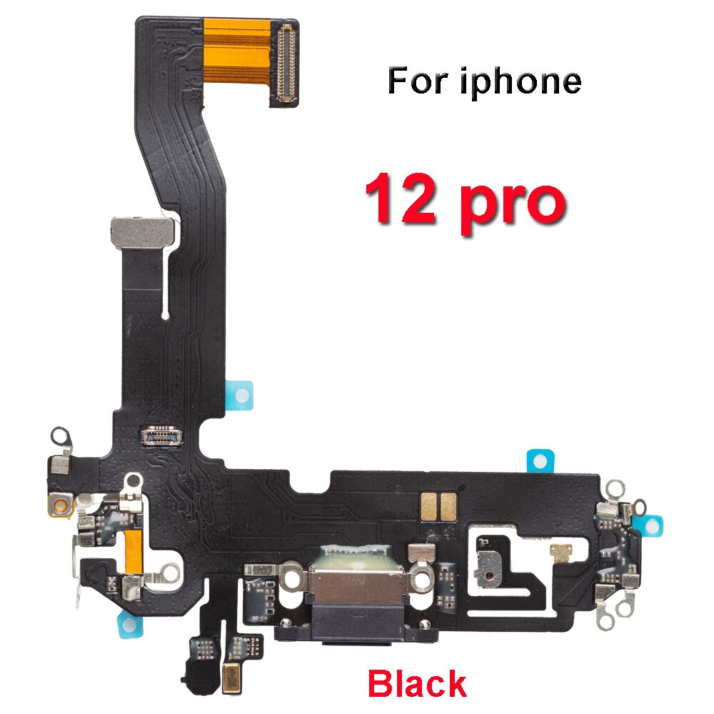 1pcs USB Charging Charger Port Flex Cable For iPhone 11 12 pro Max mini Dock Charger Connector With Microphone Flex Replacement: for 12pro black