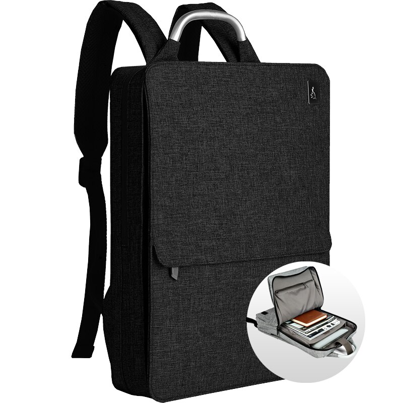 CAI Impermeabile 14 da 15.6 pollici Del Computer Portatile Zaino Uomini/Donne di lusso Sottile Sacchetto di Scuola zaino Da Viaggio di Affari di Stile di Modo bookbag: 1430 Black Gray