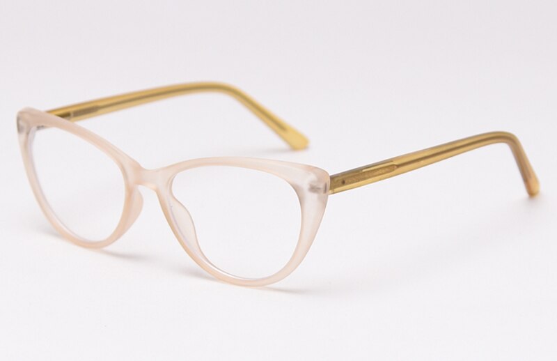 Peekaboo cat eye glasses prescription female pink brown transparent eyeglass frame for women clear lens birthday: brown yellow frame