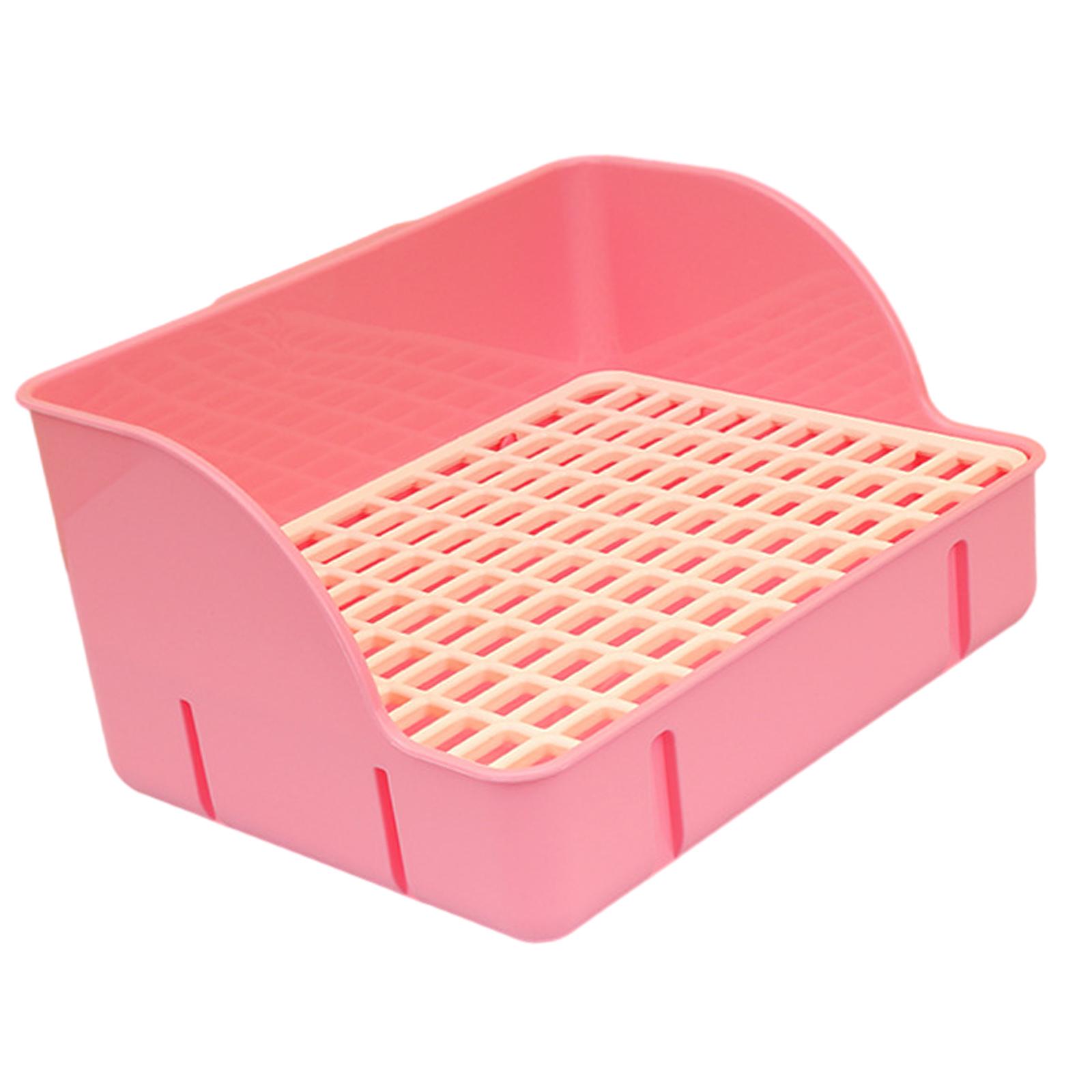 Caja de arena duradera para conejos, bandeja de arena para animales pequeños, caja de inodoro de esquina para hurones, conejillos de indias, hámster, ratas, accesorios de jaula: Gris claro