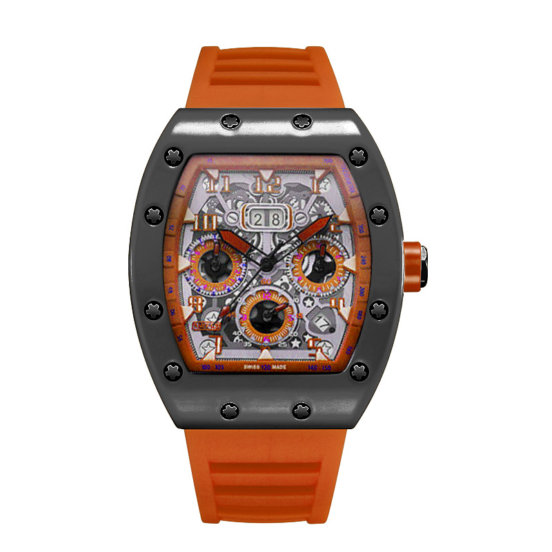 Reloj de pulsera de cuarzo de lujo para hombre, hueco, tendencia, ninguna máquina, reloj automático de cuarzo hueco luminoso resistente al agua para hombre: Bronze