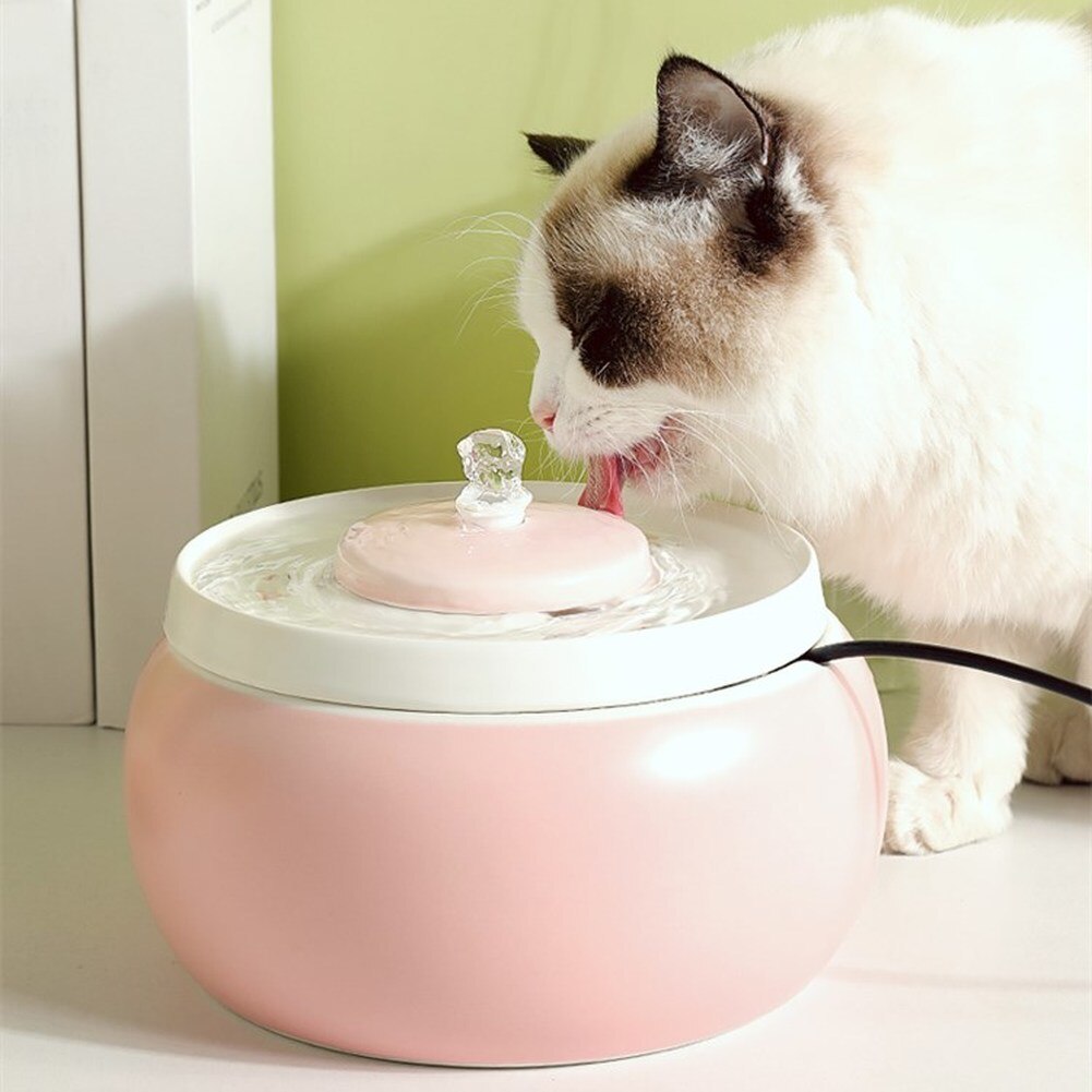 1.8L Ceramic Cat Drinking Water Fountain For Cats Dogs Drinking Bowl Electric Automatic Cat Water Fountain Dispenser Pet Bowl