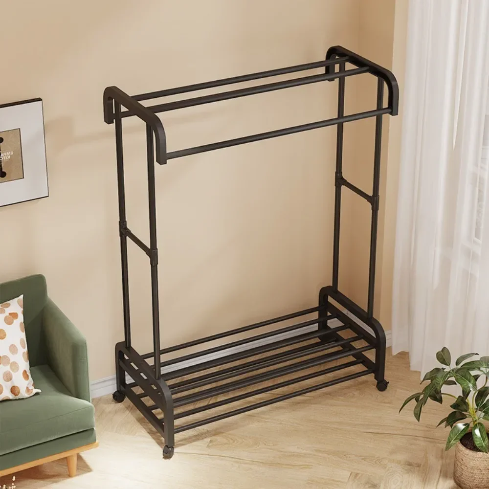 Porte-vêtements grand cintre Simple multicouche support de séchage au sol support de séchage ménage mobile intérieur roulant cintre