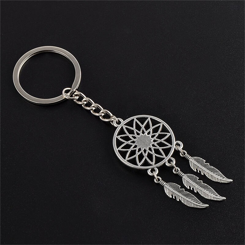 Dream Catcher Tone Key Chain Silver Ring Feather Tassels Keyring Toy Keychain For