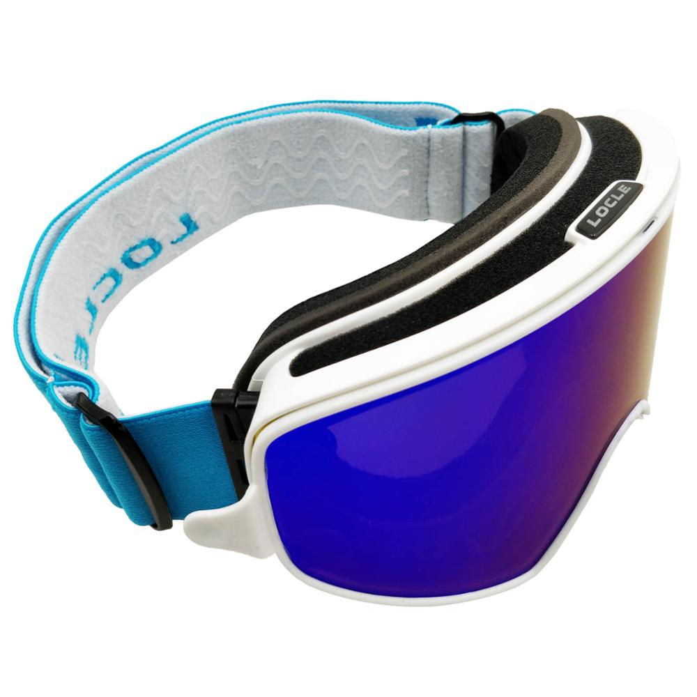 Locle Magnetische Skibril 2 In 1 Mannen Vrouwen Snowboard Bril Skiën Bril Brillen Sneeuw Anti-Fog Ski Masker: Blue without Box
