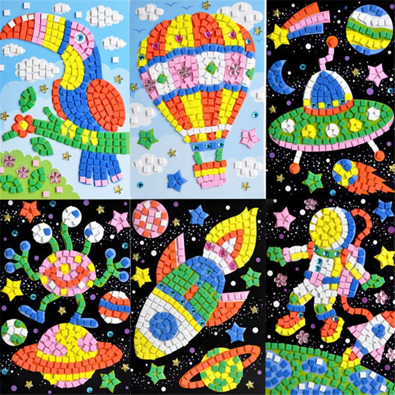 12 stili Possono Essere Scelgono Lotto 3D Mosaici Di Puzzle Creativo Sticker Gioco Animali di Trasporto Arti Del Mestiere per I Bambini Giocattolo Educativo giocattolo