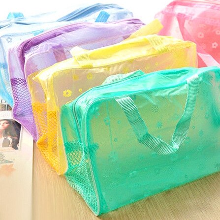 Flower Women Cosmetic Bag Transparent PVC Makeup Bag Case Travel Neceser Small Toiletry Wash Organizer Set Pouch