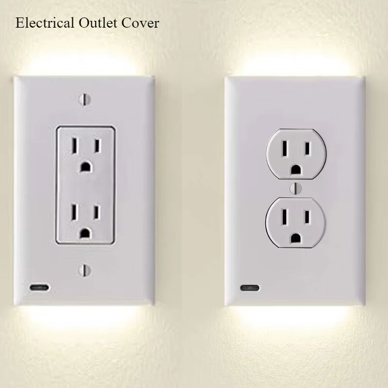 Couvercle de prise électrique Duplex, plaque murale de prise enfichable avec veilleuses LED haut et bas, capteur automatique