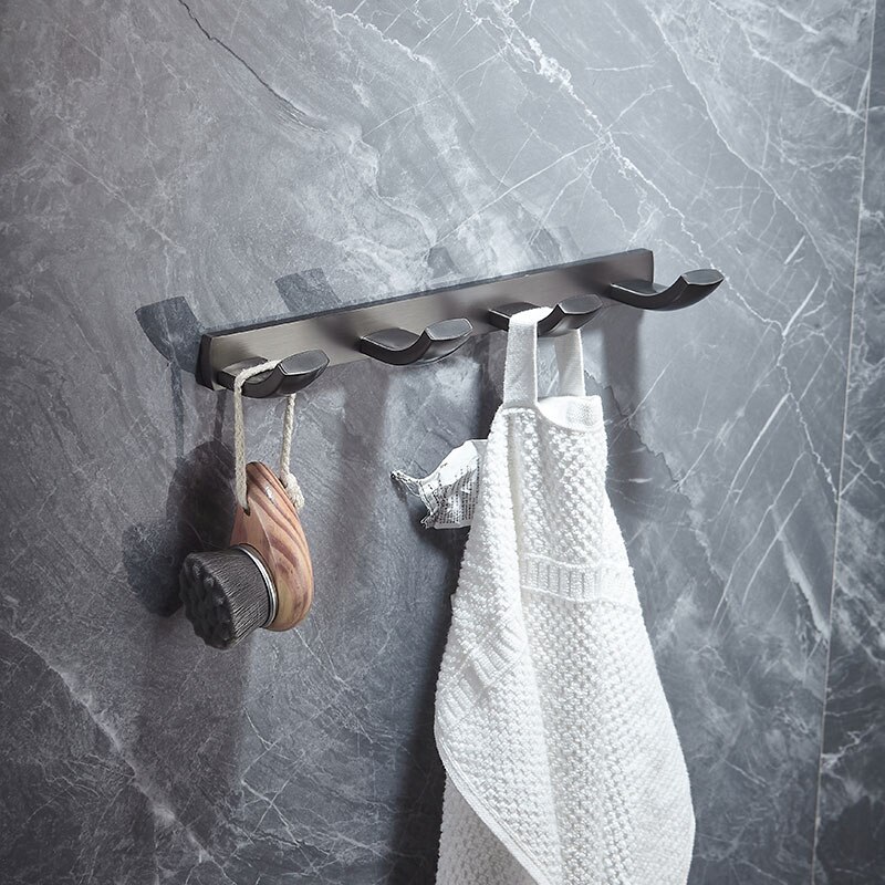 Messing Badkamer Plank Gunmetal Muur Handdoek Plank Messing Wc Handdoek Bar Nordic Driehoek Mand Toiletborstel Hardware Set: robe hook B