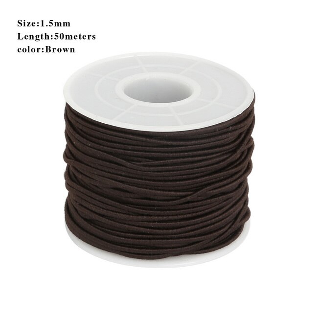 Dia cordon élastique rond en perles de 0.8/1.2/1.5mm, fil extensible, ficelle/corde pour fabriquer des colliers, Bracelet, fourniture de matériel bijoux à bricoler soi-même: Brown 40m