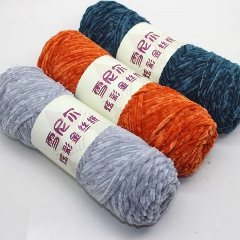 Chenille Gold Velvet Yarn Soft Silky Yarn Knitting Craft Yarn warm& comfortable Use for Knitting Scarf Hat & blanket