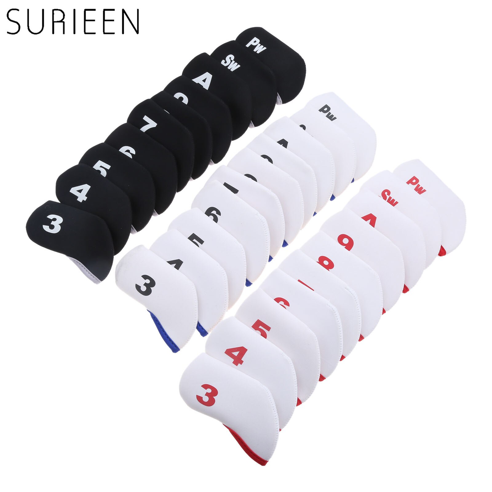 10pcs Golf Club copricapo in ferro proteggi Set Neoprene Golf proteggi copricapo stampa fronte-retro per cunei in ferro da Golf