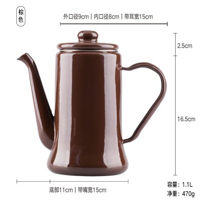 Emaille verdickt wasser wasserkocher retro kreative Nachahmung keramik teekanne kaffeekanne Filter bildschirm kalten wasser Tee topf krug 1.1L: Braun