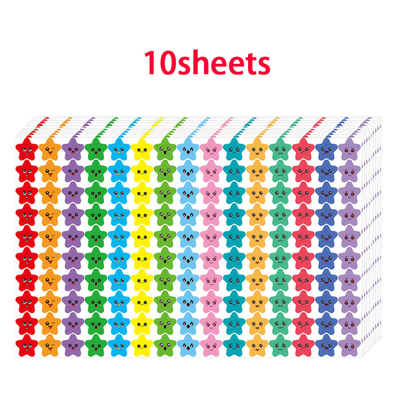 5-20sheets Kids Reward Stickers 15 Happy Smile Face Star Stickers Students Reward Chart Behavior Labels Scrapbook Crafts: Orange