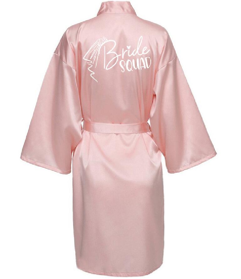 Bata de novia para equipo de de boda con letras negras, pijama de satén tipo kimono, albornoz de dama de honor SP036: XXL / Marfíl