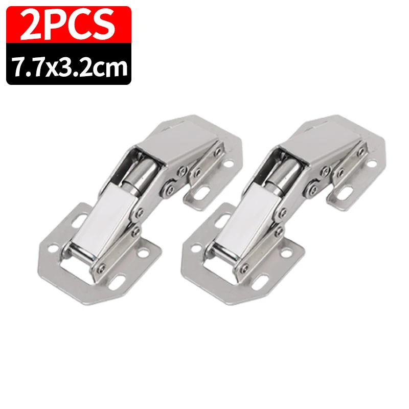 2/10PCS 90 Degree Cabinet Hinges Steel No-Drilling Hole Cupboard Door Hydraulic Buffer Hinges Home Kitchen Furniture Hardware: WHITE