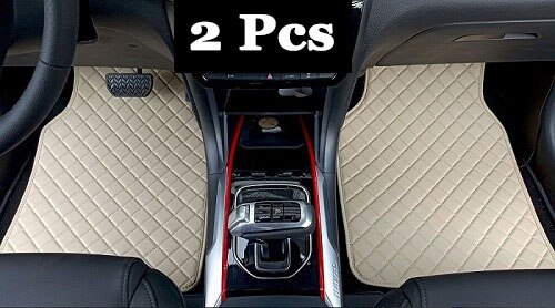 Universele auto vloermatten voor auto's, antislipmat, rode zwarte grijze koffie auto vloermatten, auto styling interieur auto vloermatten: 2 stuks beige