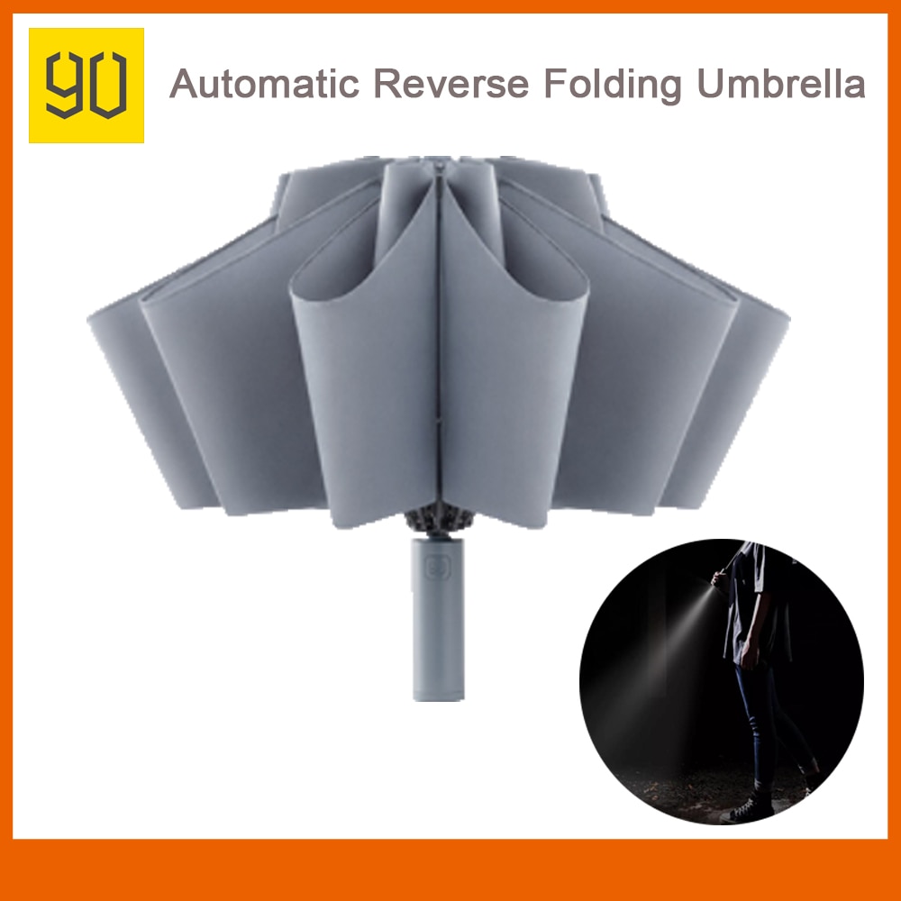 90Fun Automatische Paraplu Reverse Opvouwbare Paraplu Led Verlichting Winddicht Business Sterke Paraplu Anti Uv Parasol