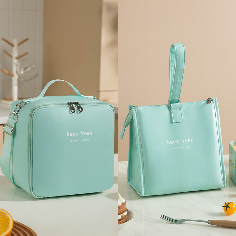 One-shoulder Bento Bag Student Lunch Box Bag Lunch Bag Office Worker Carrying Lunch Bag Thermal Insulation Bag: green
