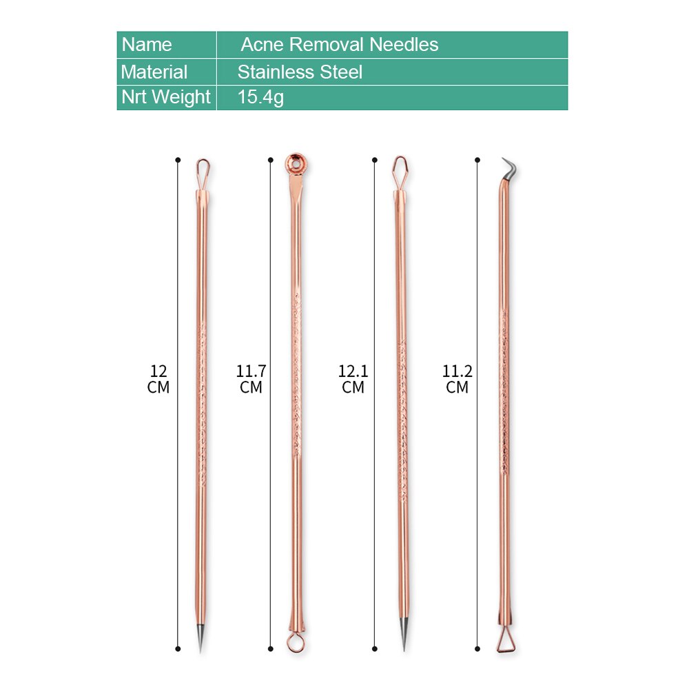 4pcs/set Blackhead Removal Needles Tool Kit Acne Clip Blemish Squeeze Pimple Acne Extractor Black Head Pore Cleansing Tool