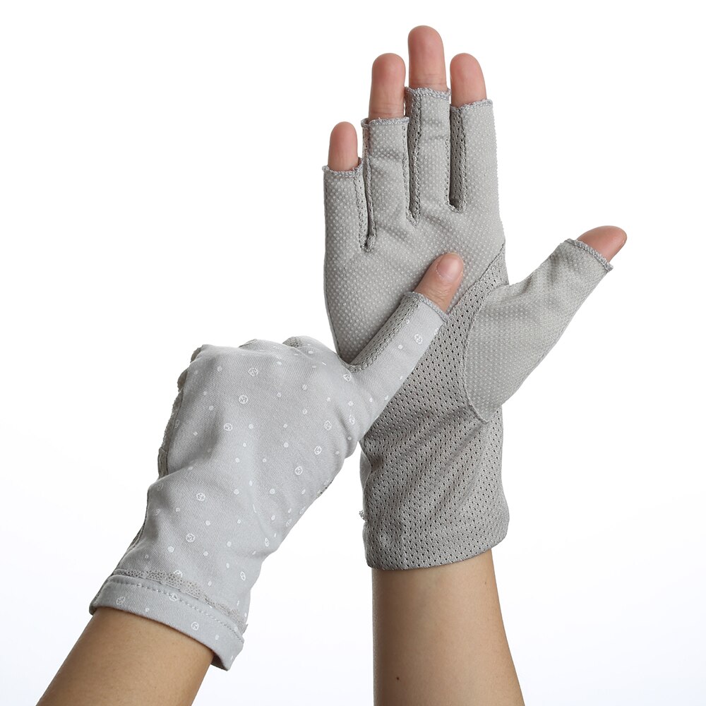 Mode Vrouwen Katoen Dot Zomer Vingerloze Half Vinger Anti-Skid Zon Bescherming Afdrukken Anti-Uv Dunne Korte Rijden handschoenen