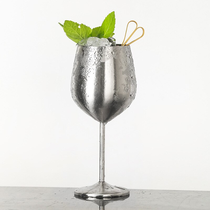 Copa de vino de acero inoxidable 304, copas de champán de metal anticaídas, oro rosa, cóctel, Martini