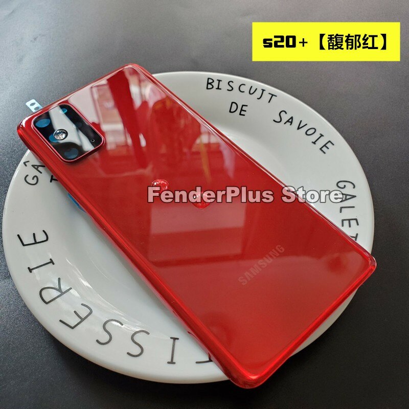 Galaxy S20/S20 Plus/S20 Ultra Batterij Back Cover Deur Achter Glas Behuizing Case Camera Lens Frame Voor samsung S20 + S20 Glas Cover: S20 Plus Red