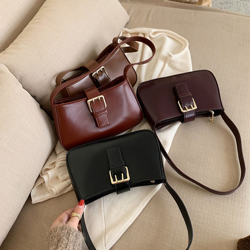 Luxury PU Leather Women Bag Vintage Handbags Baguette Shoulder Bags Casual Mini Evening Clutch Tote Female Simple