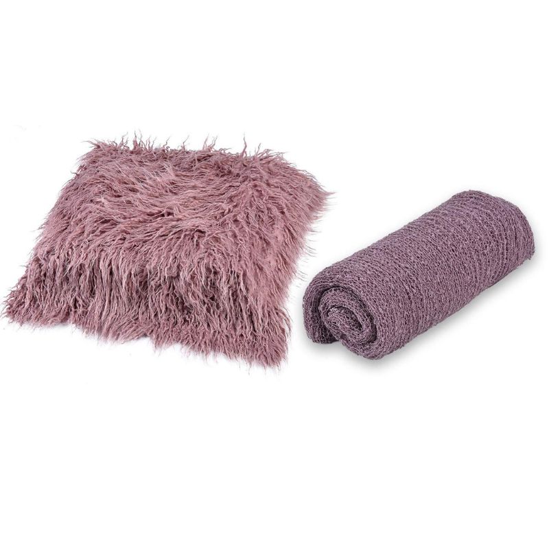 2 uds accesorios de fotografía recién nacido manta de bebé envoltura para fotografía Shaggy alfombra U50F: 5
