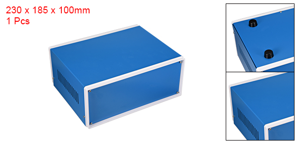 Uxcell metal jern diy elektrisk samledåse hus kabinet projekt sag kabinet dækning til udendørs indendørs blå: 230 x 185 x 100mm