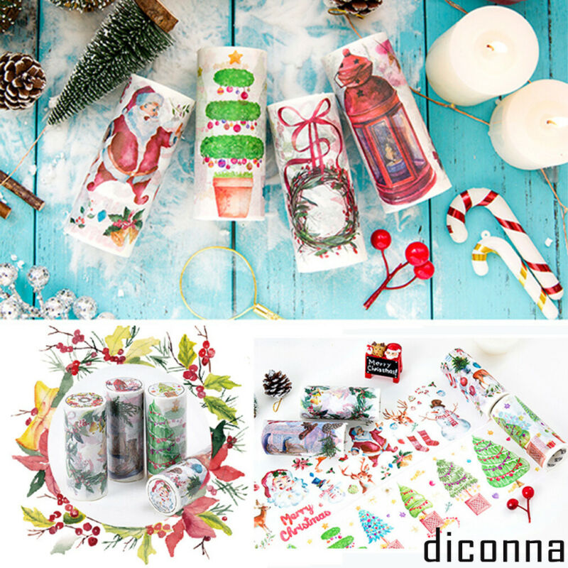 Kerst Tape Cartoon Santa Plakboek DIY Sticker decoratieve Tapes Party Aquarel Kerst Serie Papier Tape 500cm