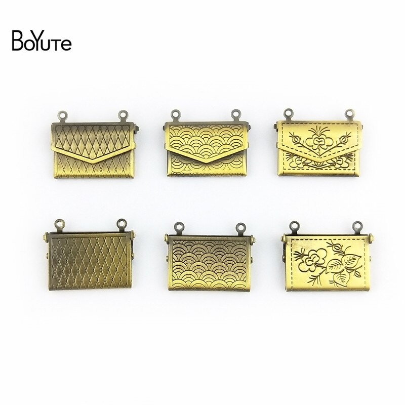 BoYuTe (10 Pieces/Lot) 15*20MM Metal Brass Envelope Photo Locket Diy Floating Locket Charms for Jewelry Making