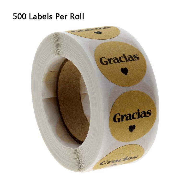 500 stücke Kraft Merci Französisch Danke etiketten Aufkleber Umschlag Paket Dichtung R7RC: 26
