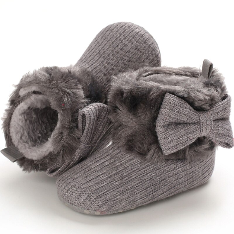 Winter Baby Strik Warm Boot, Effen Kleur Zachte Comfortabele Mooie Anti-Slip Prewalker Baby Schoenen: 4 / 12